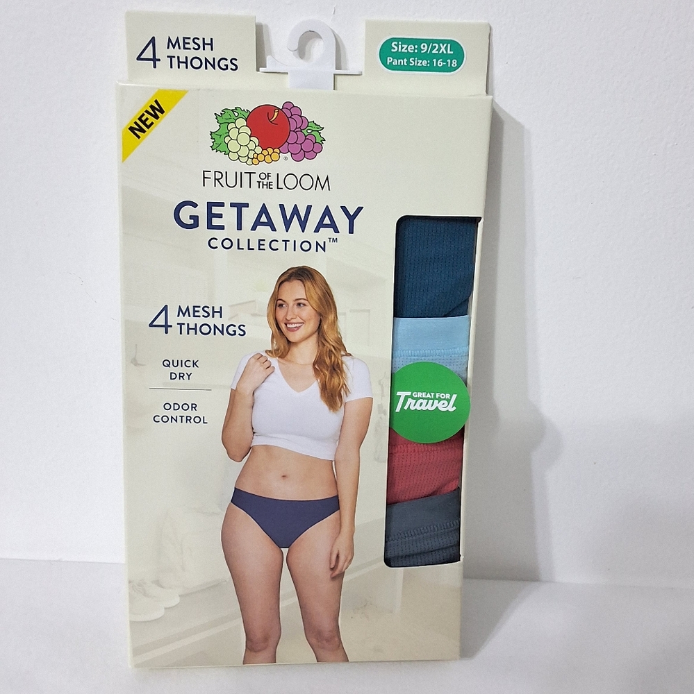 Fruit of the Loom Getaway Collection Mesh Thongs, 4 Pairs, Size: 9/2XL